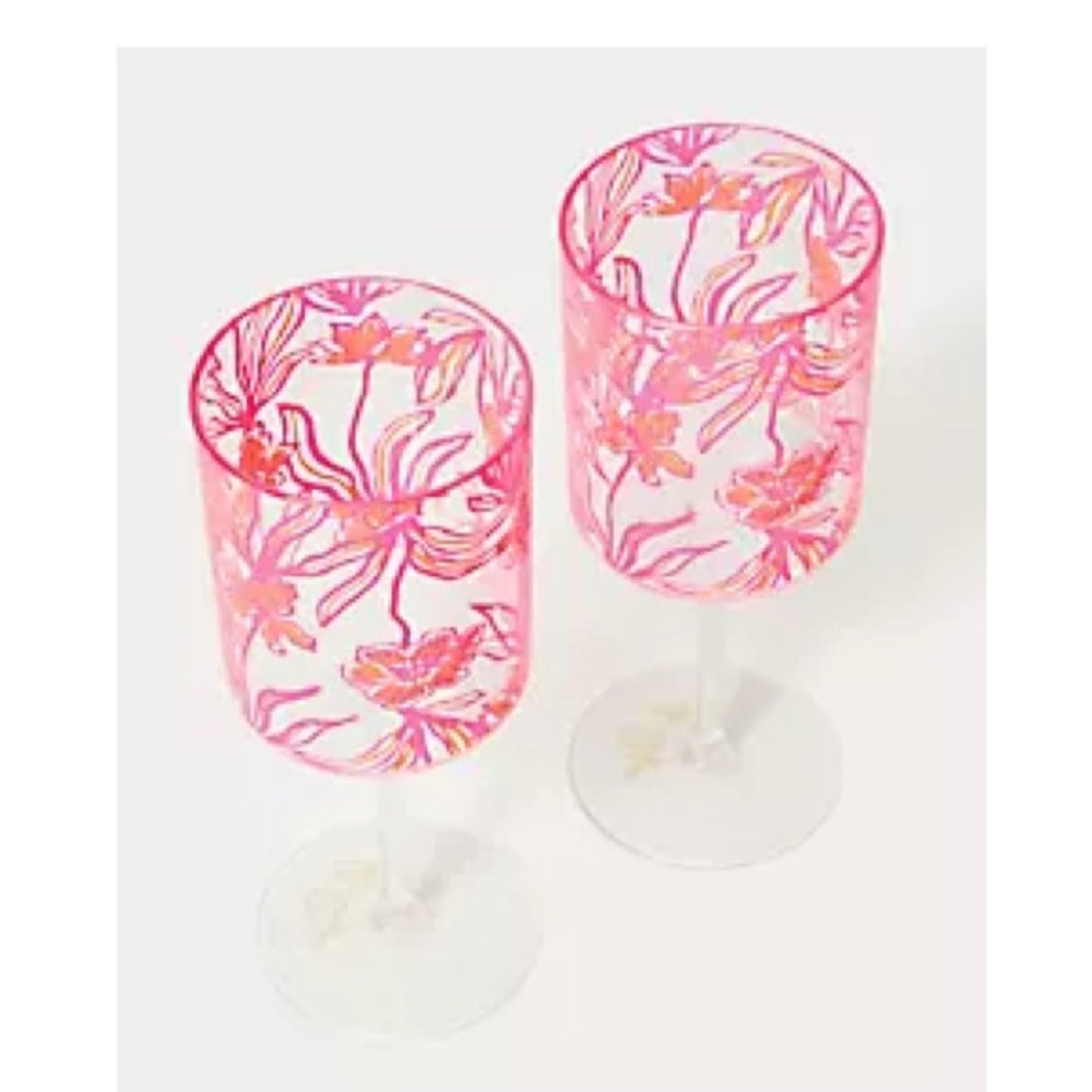 Lilly Pulitzer Long Stem Wine Tumblers Glasses